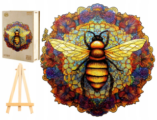 VEĽKÉ DREVENÉ PUZZLE 300 KUSOV VČELA MANDALA V DREVENEJ KRABIČKE
